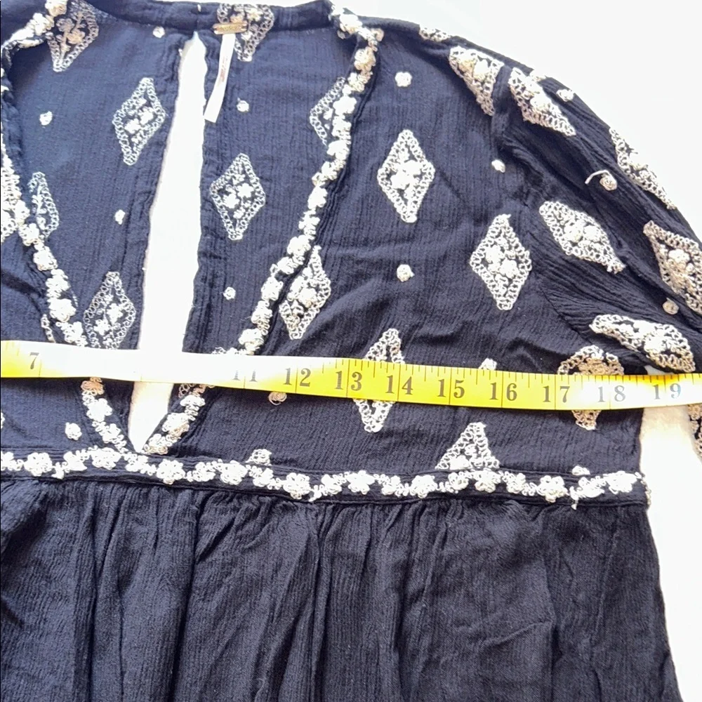 Free People Black Mini Dress with White Diamond Motif